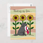 Summer Black Labrador met zonnebloemen Briefkaart (Voorkant / Achterkant)