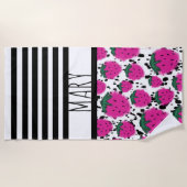 Summer Black Stripes aardbeien Abstract Strandlaken (Voorkant)