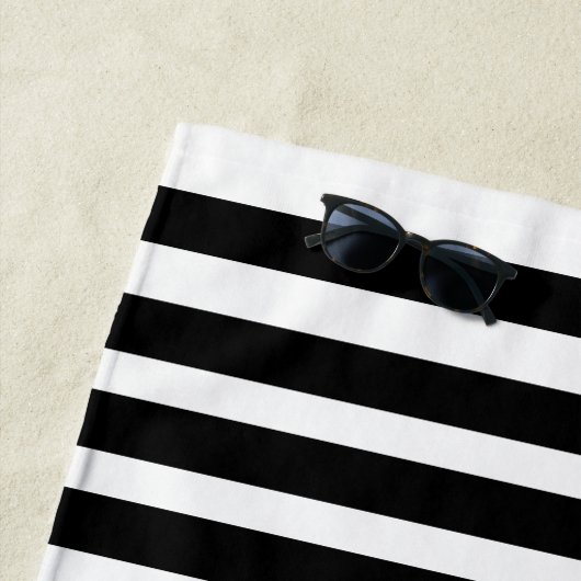 Summer Black Stripes Lemon Abstract Strandlaken (In situ)