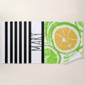 Summer Black Stripes Lemon Abstract Strandlaken (Voorkant)