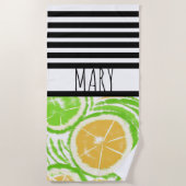 Summer Black Stripes Lemon Abstract Strandlaken (Voorkant)