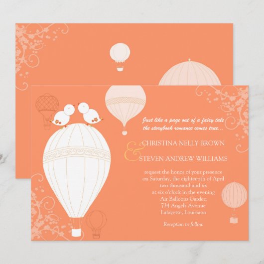 Summer Bliss Air Balloons Wedding Kaart (Voorkant / Achterkant)