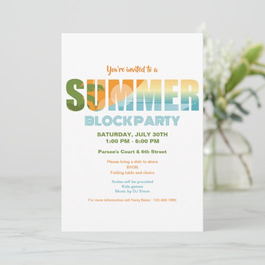 Summer Block Party Kaart (Staand voorkant)