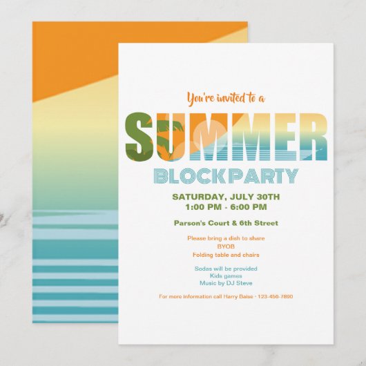 Summer Block Party Kaart (Voorkant / Achterkant)