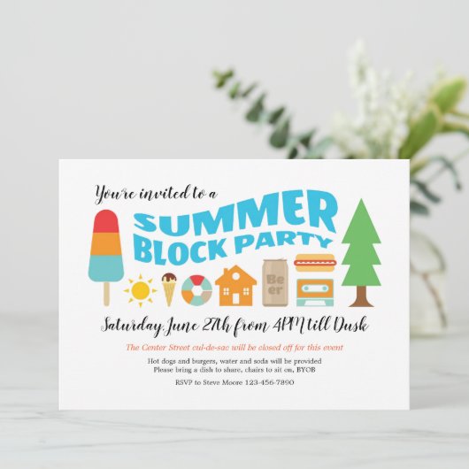 Summer Block Party Kaart (Staand voorkant)
