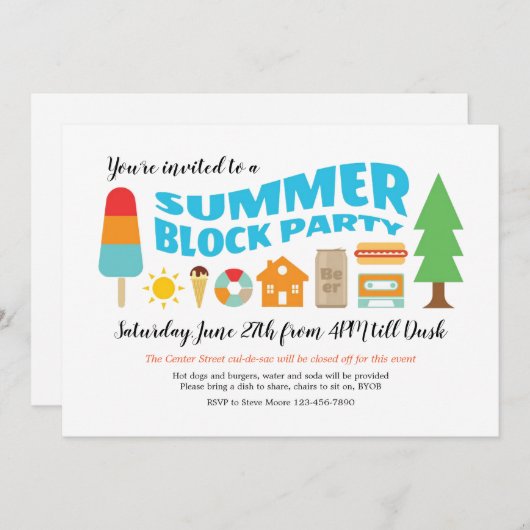 Summer Block Party Kaart (Voorkant / Achterkant)