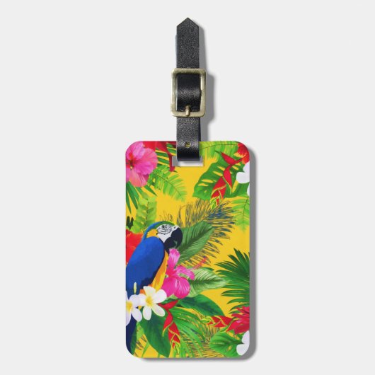 Summer Bloom Tropical Toucan verlaat Waterverf Bagagelabel (Voorkant verticaal)