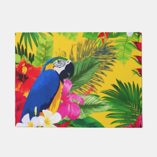 Summer Bloom Tropical Toucan verlaat Waterverf Deurmat (Voorkant)