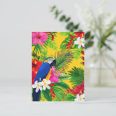Summer Bloom Tropical Toucan verlaat Waterverf Feestdagenkaart (Staand voorkant)