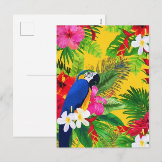 Summer Bloom Tropical Toucan verlaat Waterverf Feestdagenkaart (Voorkant / Achterkant)