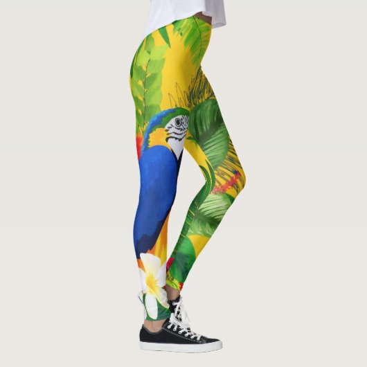 Summer Bloom Tropical Toucan verlaat Waterverf Leggings (Rechts)