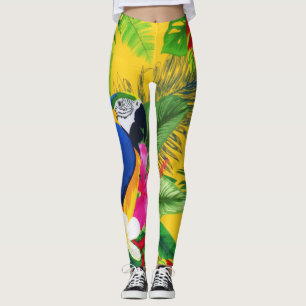 Summer Bloom Tropical Toucan verlaat Waterverf Leggings