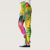 Summer Bloom Tropical Toucan verlaat Waterverf Leggings (Links)