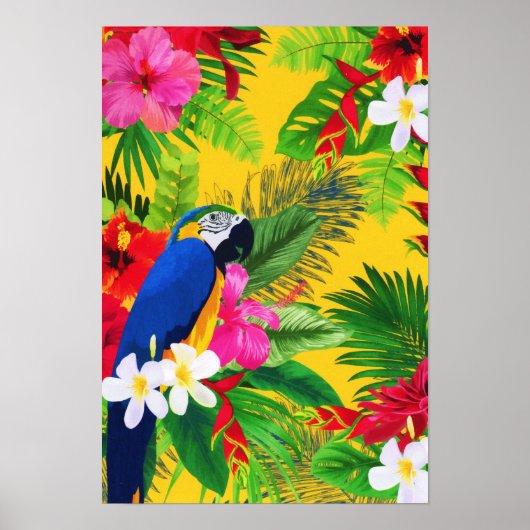 Summer Bloom Tropical Toucan verlaat Waterverf Poster (Voorkant)