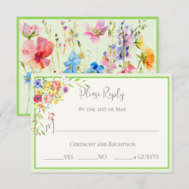 Summer Blooms Bloemen Huwelijks RSVP Kaart
