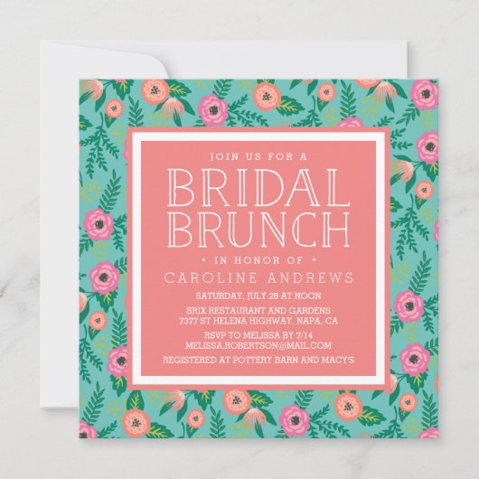 Summer Blooms Bridal Brunch Uitnodiging (Voorkant)