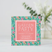 Summer Blooms Garden Party nodiging Kaart (Staand voorkant)