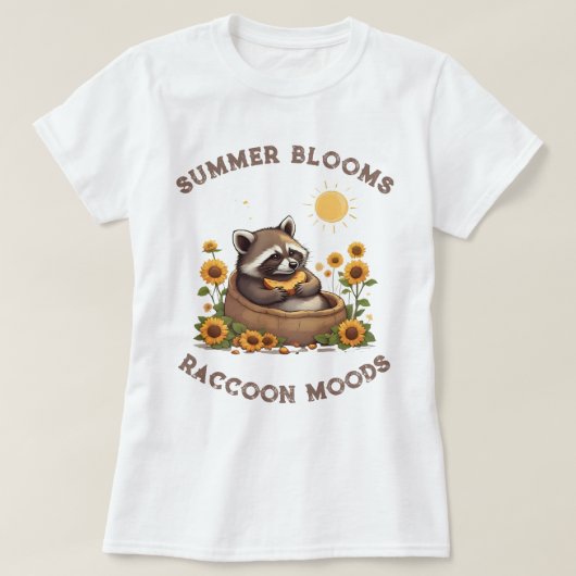 Summer Blooms Raccoon Moods T-shirt (Design voorkant)