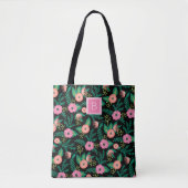 Summer Blooms | Roze Floral Monogram Tote Bag (Voorkant)