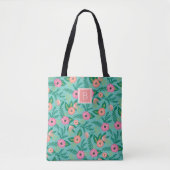 Summer Blooms | Tropisch Floral Monogram Tote Bag (Voorkant)