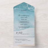 Summer Blue Beach Wedding All In One Uitnodiging (Binnen)