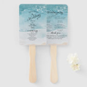 Summer Blue Beach Wedding Handwaaier (Voorkant en achterkant)