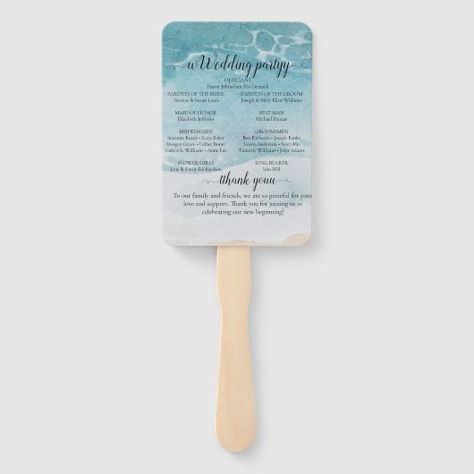 Summer Blue Beach Wedding Handwaaier (Achterkant)