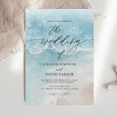 Summer Blue Beach Wedding Invitations Kaart