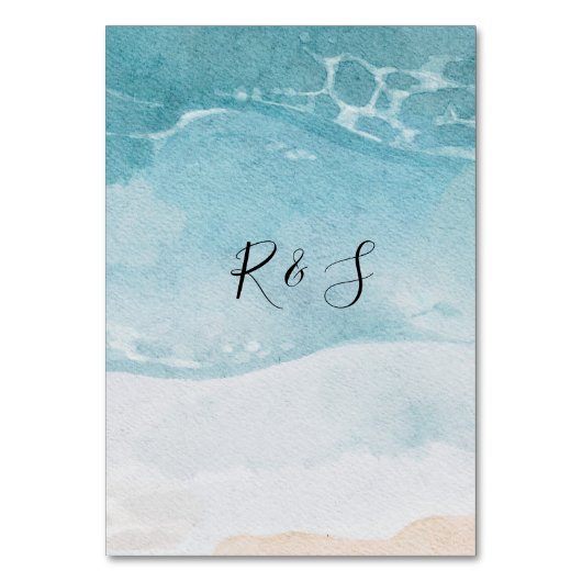 Summer Blue Beach Wedding Kaart (Achterkant)