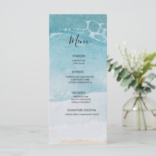 Summer Blue Beach Wedding Menu (Staand voorkant)