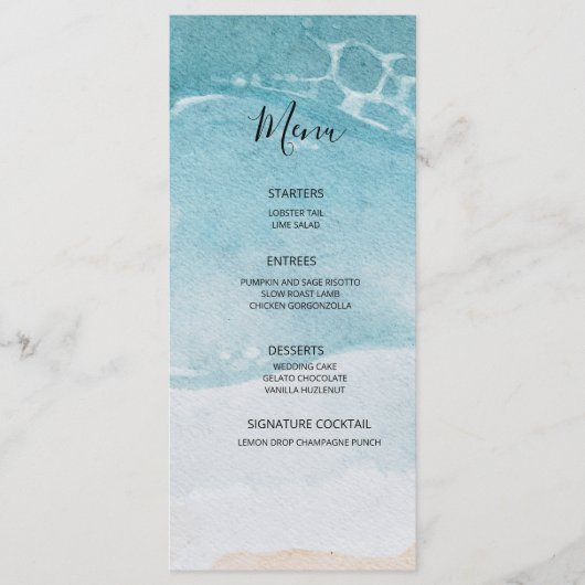 Summer Blue Beach Wedding Menu (Voorkant)