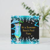 Summer Blue Cocktail Beach Pool Kaart (Staand voorkant)