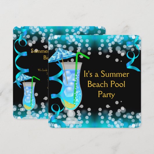 Summer Blue Cocktail Beach Pool Kaart (Voorkant / Achterkant)
