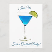 Summer Blue Cocktail Party Invitation Uitnodiging Briefkaart (Voorkant)