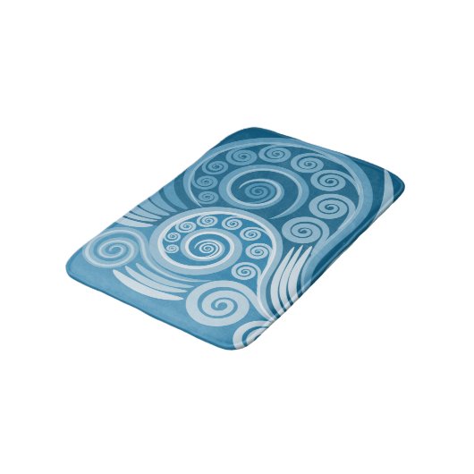 Summer Blue Curls Swirls Bath Mat (Gekanteld)