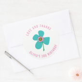 Summer Blue Daisy Pop Girl's Birthday Party Favor Ronde Sticker (Envelop)