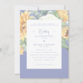 Summer Blue Elegant Sunflower Tuscan Wedding Kaart (Voorkant)