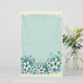 Summer Blue Floral & Butterflies Briefpapier (Staand voorkant)