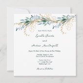 Summer Blue Green Waterverf Floral Wedding Kaart (Voorkant)