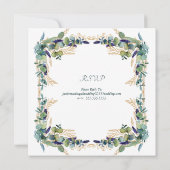 Summer Blue Green Waterverf Floral Wedding Kaart (Achterkant)