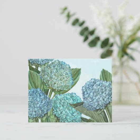 Summer Blue Hydrangea Bouquet Briefkaart (Staand voorkant)