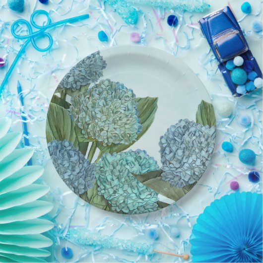 Summer Blue Hydrangea Bouquet Papieren Bordje (Feest)