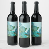 Summer Blue Hydrangea Bouquet Wijn Etiket (Flessen)