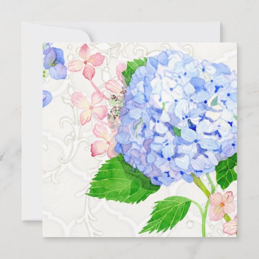 Summer Blue Hydrangea Waterverf Couples Shower Kaart (Achterkant)