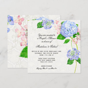Summer Blue Hydrangea Waterverf Couples Shower Kaart