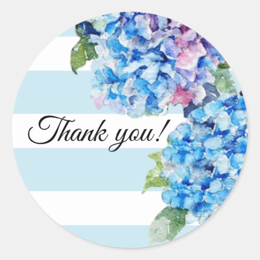 Summer Blue Hydrangeas Bedankt Ronde Sticker (Voorkant)