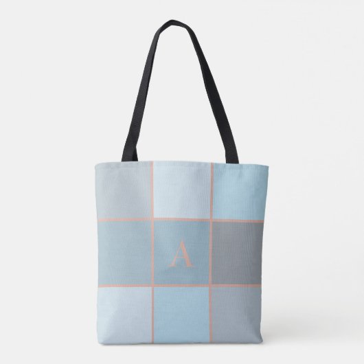 Summer Blue Monogram Geometric Tote Bag (Achterkant)