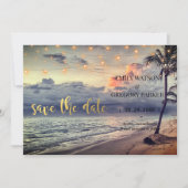Summer Blue Ocean Beach Wedding Invitations Save The Date (Voorkant)
