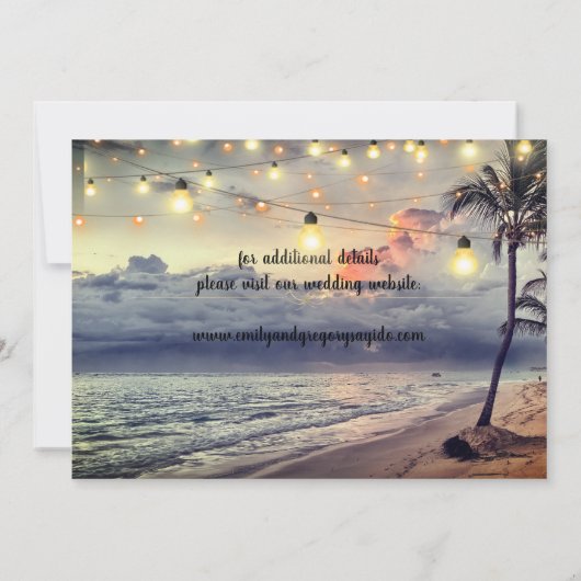 Summer Blue Ocean Beach Wedding Invitations Save The Date (Achterkant)