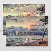 Summer Blue Ocean Beach Wedding Invitations Save The Date (Voorkant / Achterkant)
